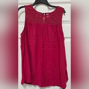 Women's Sleeveless Lace Top -Fuchsia